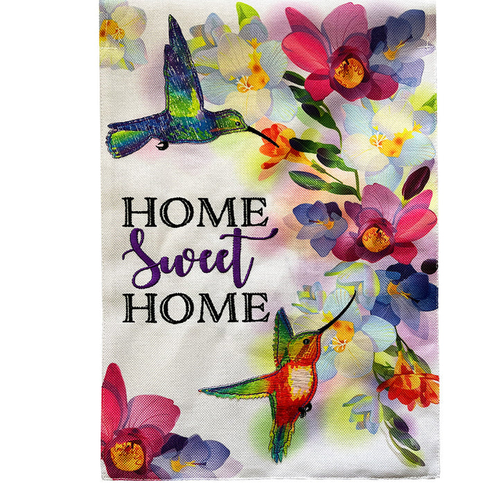 Home Sweet Home Hummingbird Burlap Decorative Flag