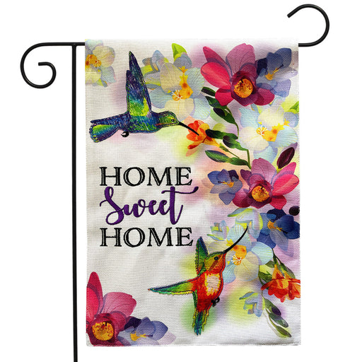 Home Sweet Home Hummingbird Burlap Garden Flag