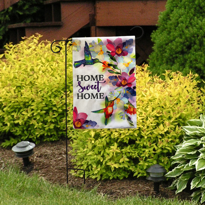 Home Sweet Home Hummingbird Burlap Garden Flag