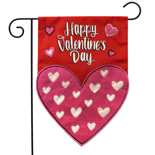 Valentine's Day Heart Burlap Garden Flag