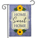 Blue Checkered Sunflowers Burlap Garden Flag