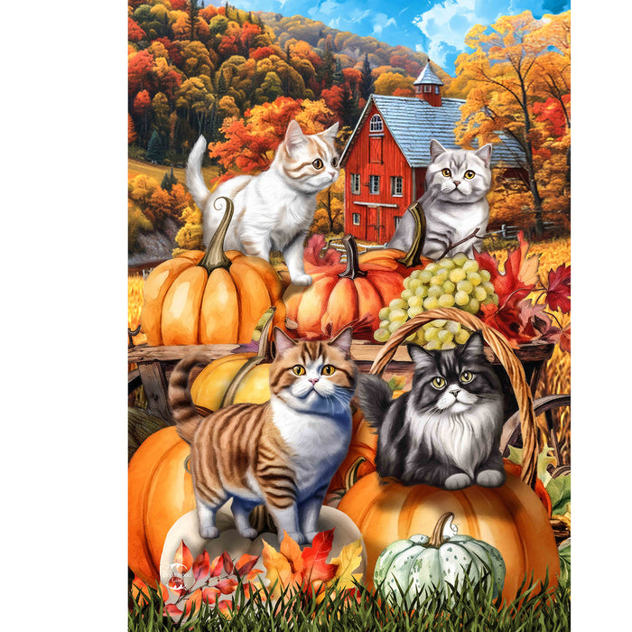 Pumpkin Patch Cats Decorative Flag