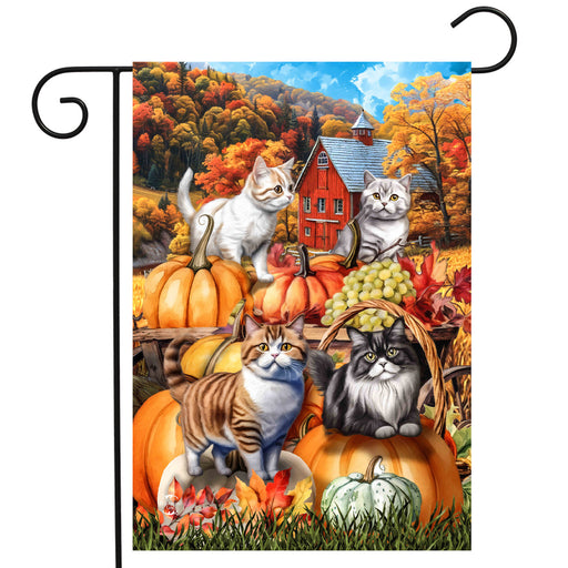 Pumpkin Patch Cats Garden Flag