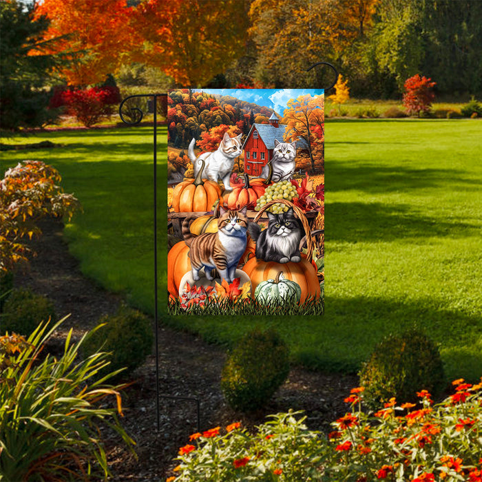 Pumpkin Patch Cats Garden Flag