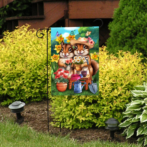 Springtime Chipmunks Garden Flag