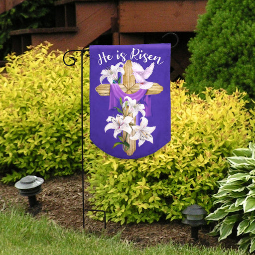 Easter Cross Burlap Garden Flag