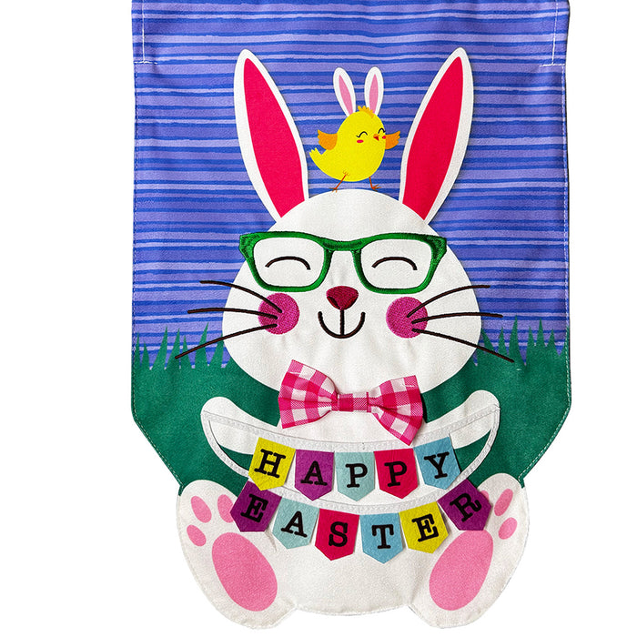 Happy Easter Bunny Burlap Flag