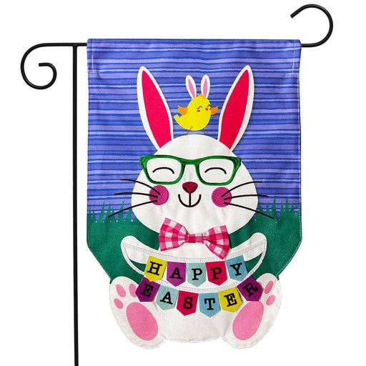 Happy Easter Bunny Burlap Garden Flag