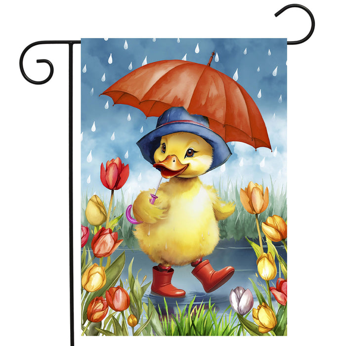 Rainy Day Duckling Garden Flag