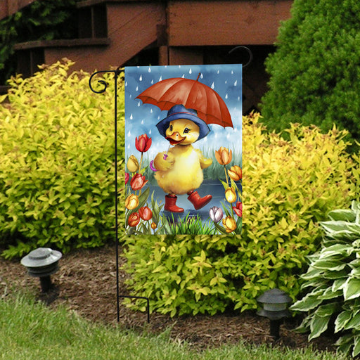 Rainy Day Duckling Garden Flag
