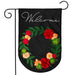 Dark Floral Wreath Burlap Garden Flag