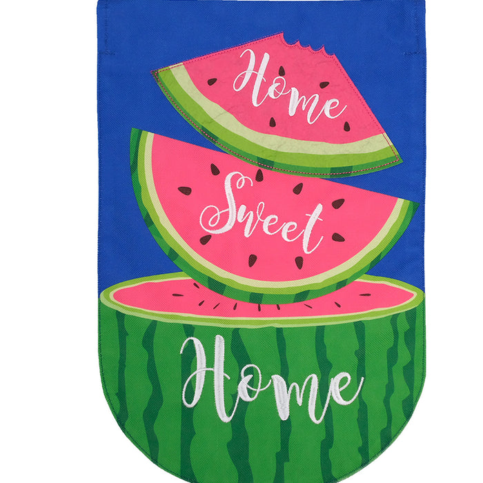 Home Sweet Home Watermelon Burlap Decorative Flag