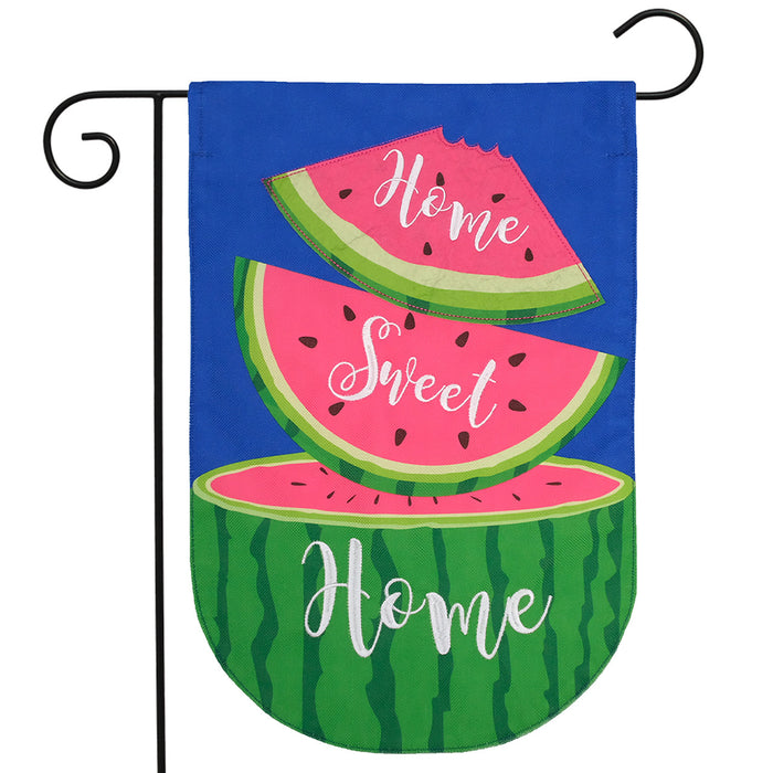 Home Sweet Home Watermelon Burlap Garden Flag