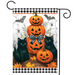 Black Cat Pumpkin Stack Garden Flag