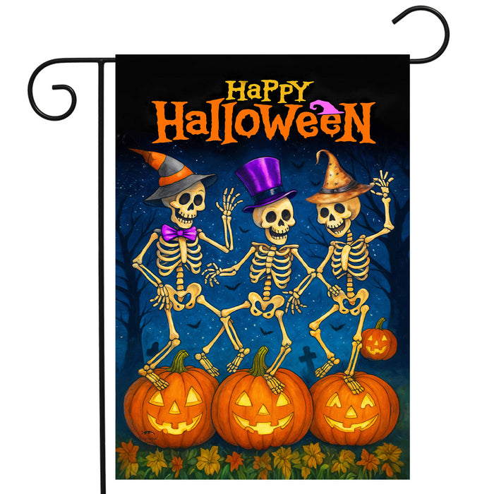 Skeleton Dance Party Garden Flag
