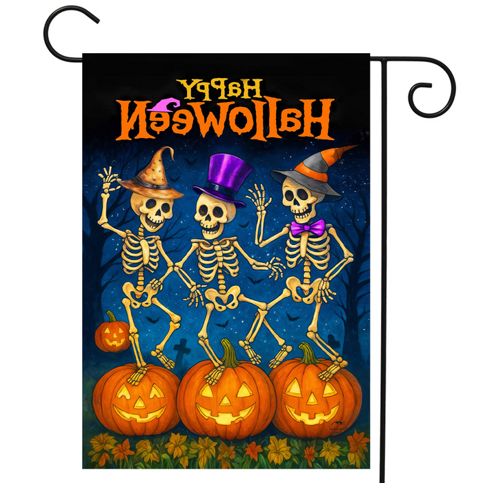 Skeleton Dance Party Garden Flag