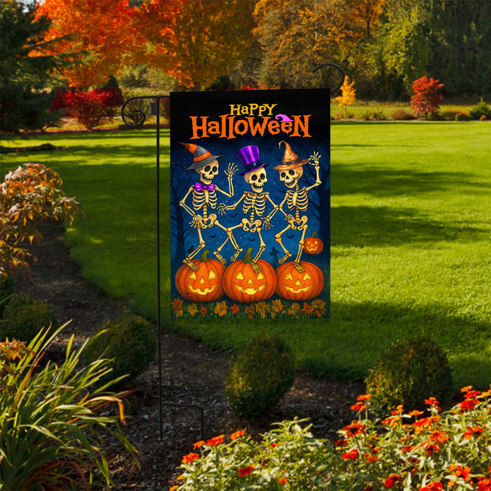 Skeleton Dance Party Garden Flag