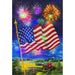 American Fireworks Light Up LED Burlap Garden Flag