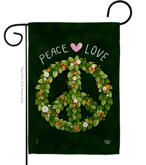 Peace and Love Wreath Garden Flag