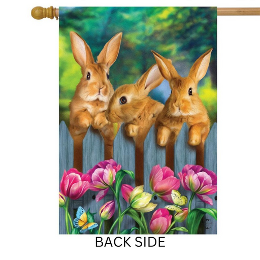 Garden Bunnies Banner Flag