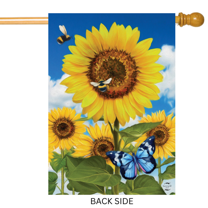 Sunflowers and Bees Banner Flag