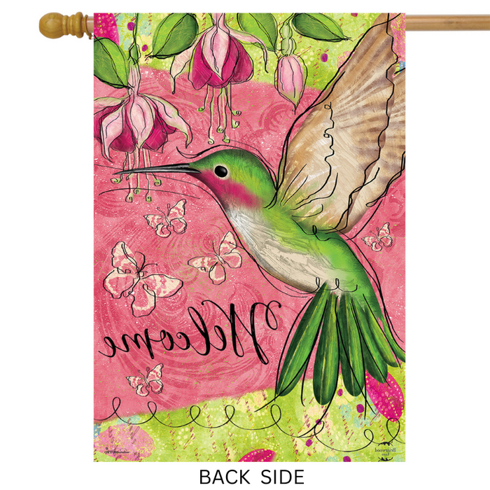 Blissful Hummingbird Banner Flag