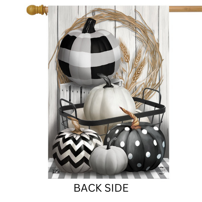 Black & White Pumpkins Banner Flag