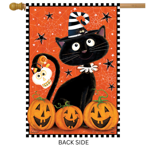 Black Kitty Halloween Banner Flag