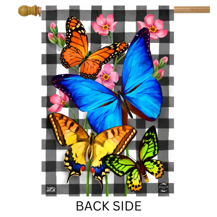 Checkered Butterflies Banner Flag