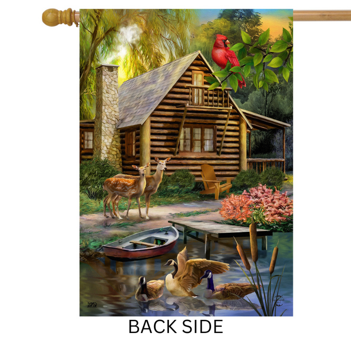 Lakeside Cabin Banner Flag