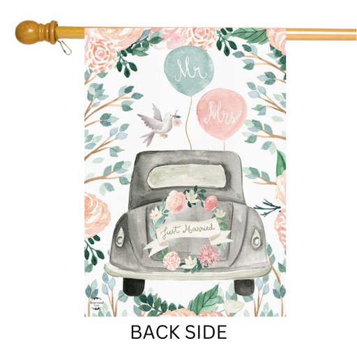 Just Married Burlap Banner Flag