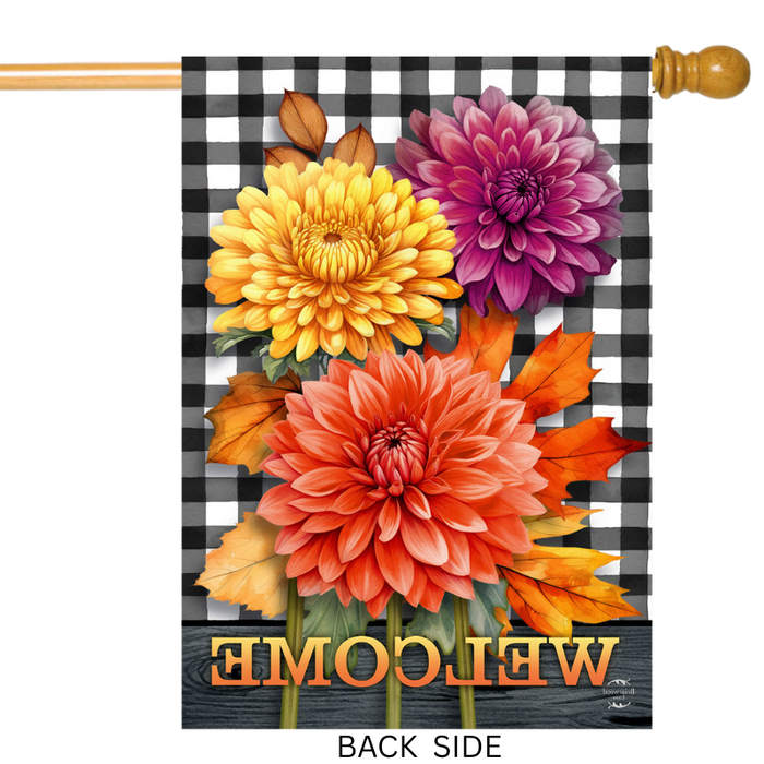 Checkered Mums Banner Flag