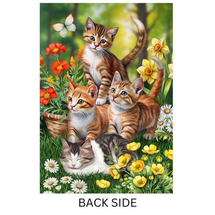 Kittens in Garden Decorative Flag