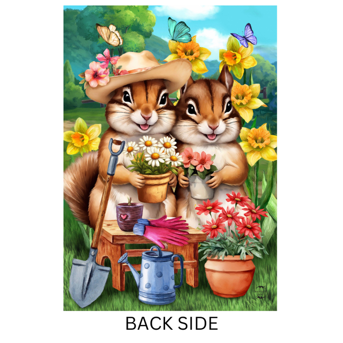 Springtime Chipmunks Decorative Flag