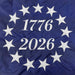 Betsy Ross 1776 - 2026 commemorative flag embroidery close up