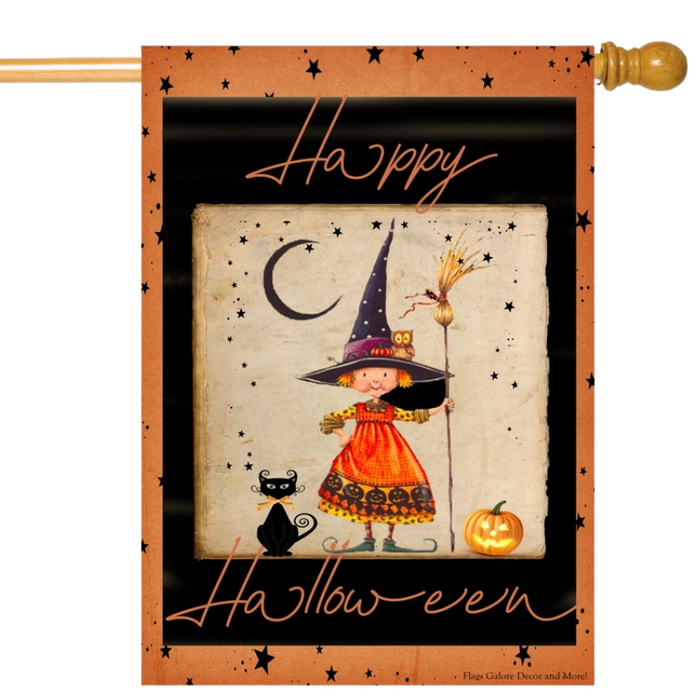 Happy Halloween Girl Banner Flag