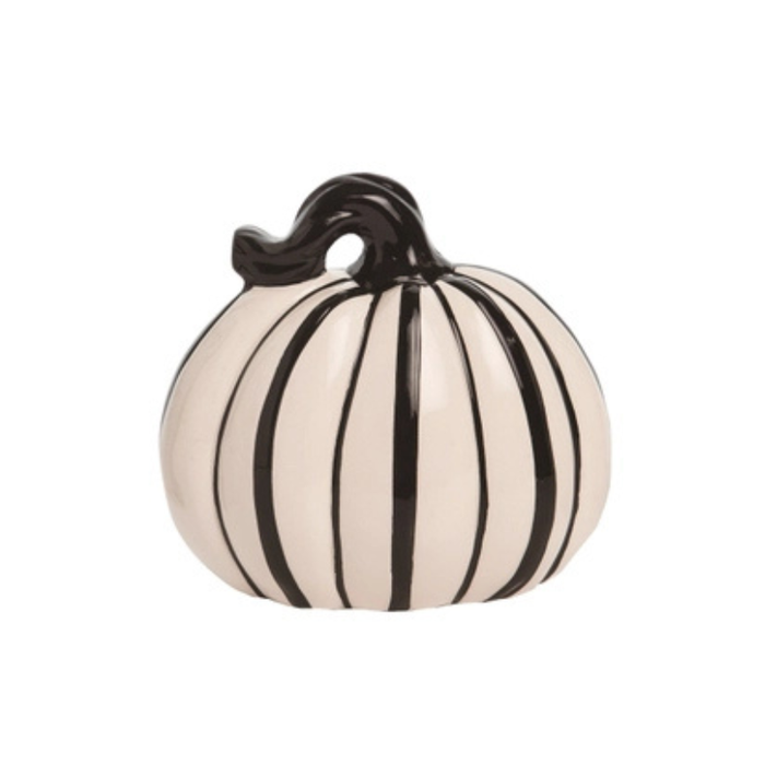 Black & White Striped Dolomite Pumpkin - Short