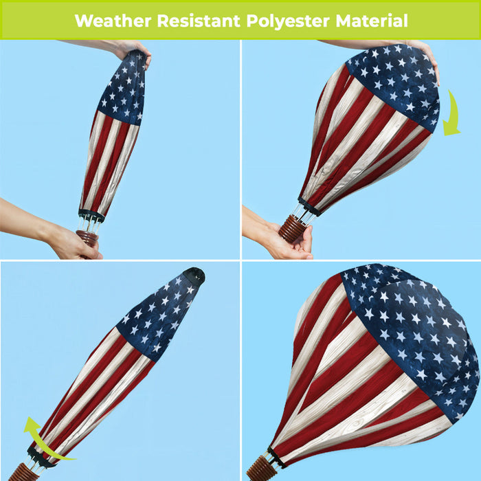 Wooden American Flag Hot Air Balloon Twister