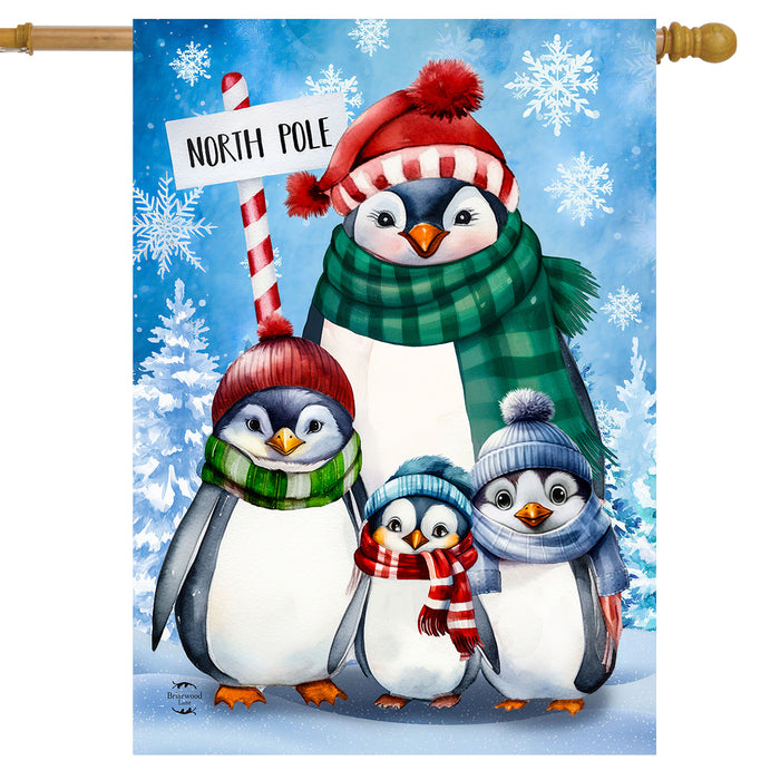 Penguin Family Banner Flag