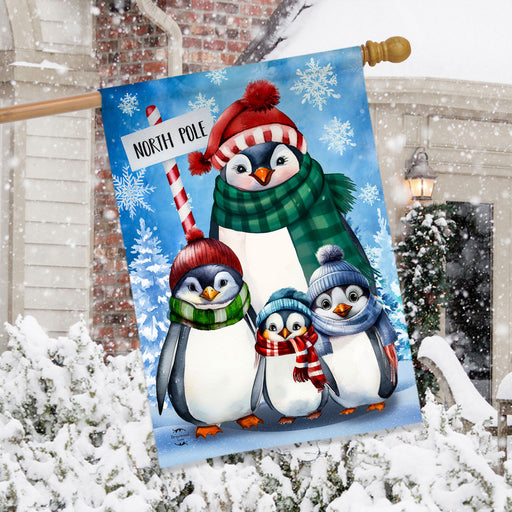 Penguin Family Banner Flag