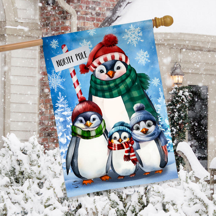 Penguin Family Banner Flag