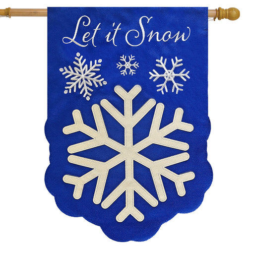 Dancing Snowflakes Burlap Banner Flag