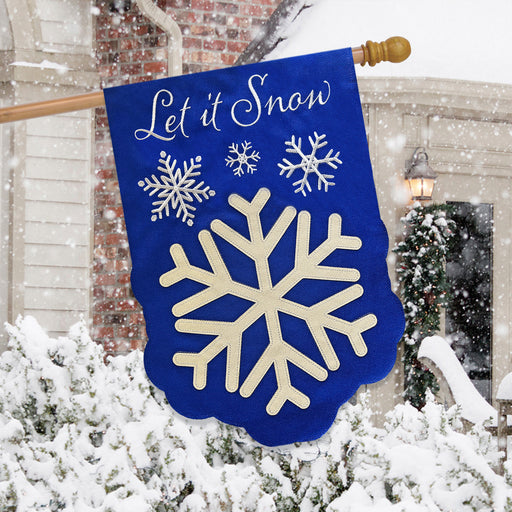 Dancing Snowflakes Burlap Banner Flag