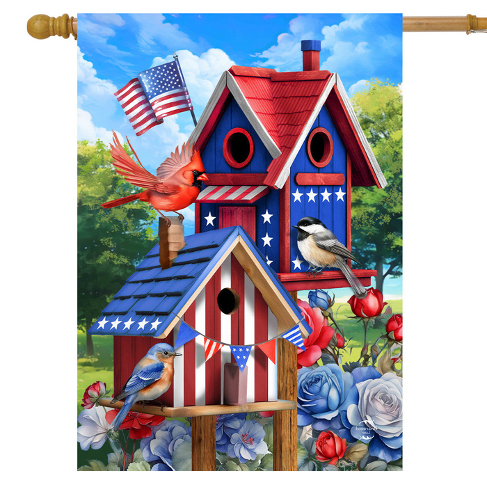 Home of the Free Birdhouses Banner Flag