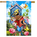 Floral Birdhouses Banner Flag