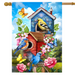 Floral Birdhouses Banner Flag