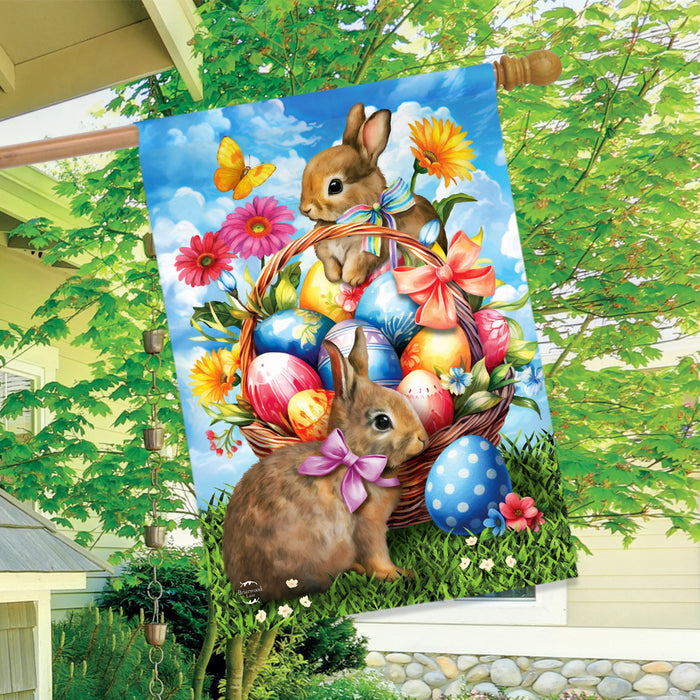 Springtime Bunnies Banner Flag