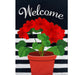 Potted Red Geraniums Burlap Decorative Flag