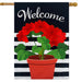 Potted Red Geraniums Burlap Banner Flag
