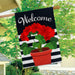 Potted Red Geraniums Burlap Banner Flag